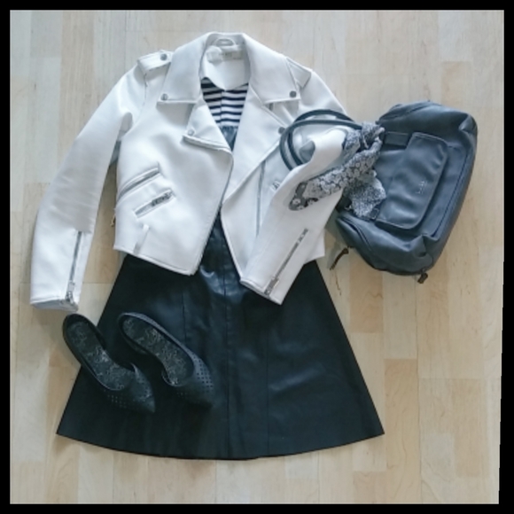 Black vegan leather Zara strapless dress - Picture 3 of 5